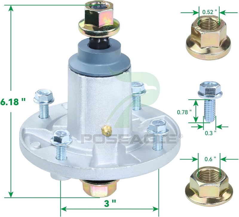 POSEAGLE Pre-Greased GY21099 Spindle Assembly Replaces GY20867 GY20592 for 190C D170 E180 G110 LA150 LA175 S180 100 Series Lawn Tractors - Image 3